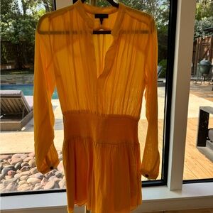 Yellow Sheer Long Sleeve Dress